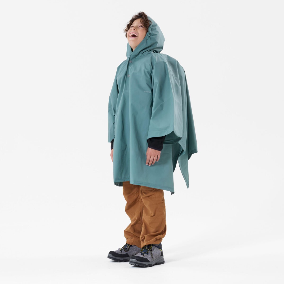 Kids' Hiking Rain Poncho 7-15 Years MH100 - Green - Image 3