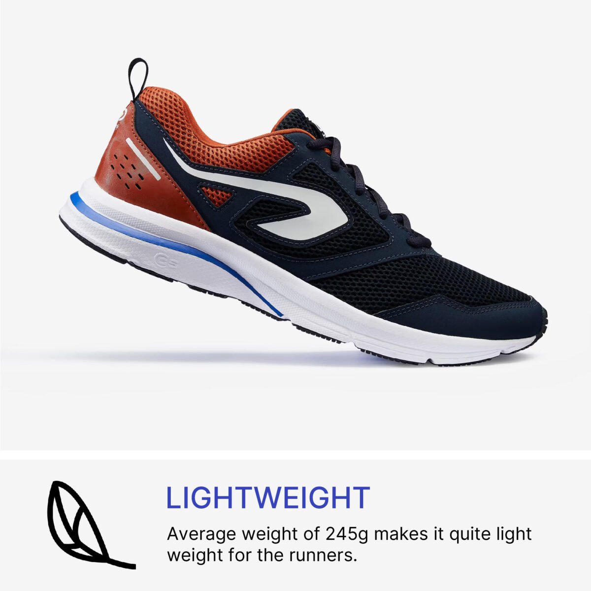 Men Running Shoes Comfort Fit, Upto 10km/week, Run Active - Blue and Brown - Image 2