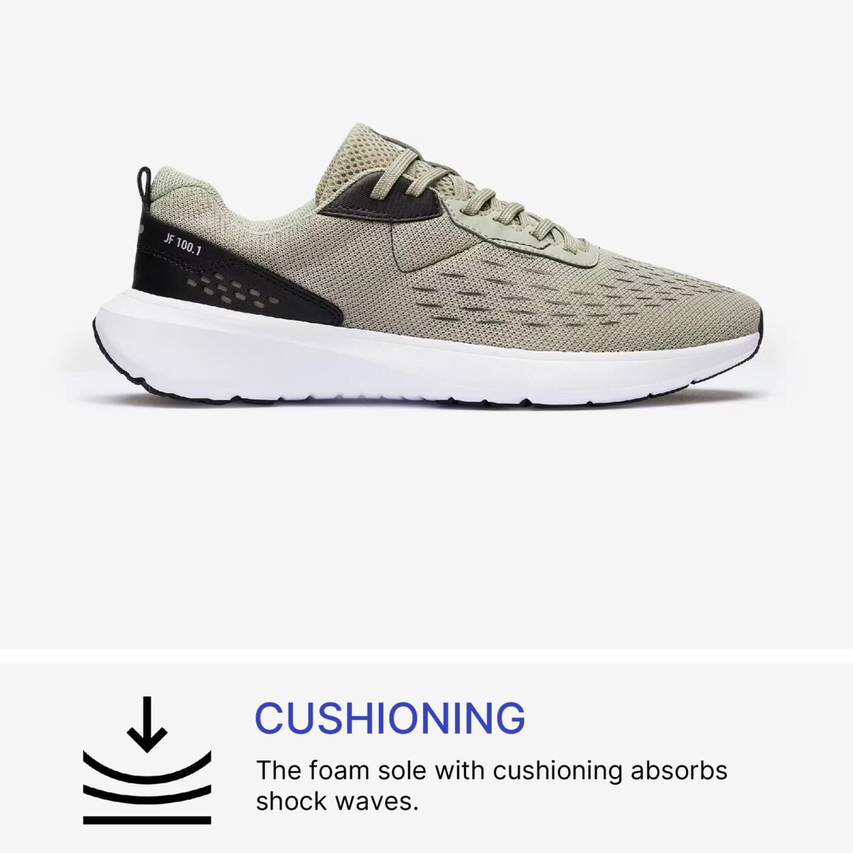 Men Running Shoes Superior Grip Cushioned Upto 10km/week, Jogflow100 -Sage Green - Image 2