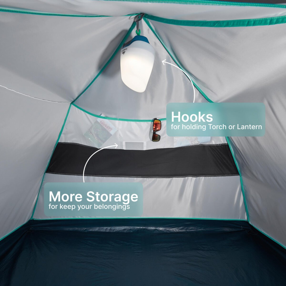 Camping Tent 3 Person - MH100 Grey - Image 3