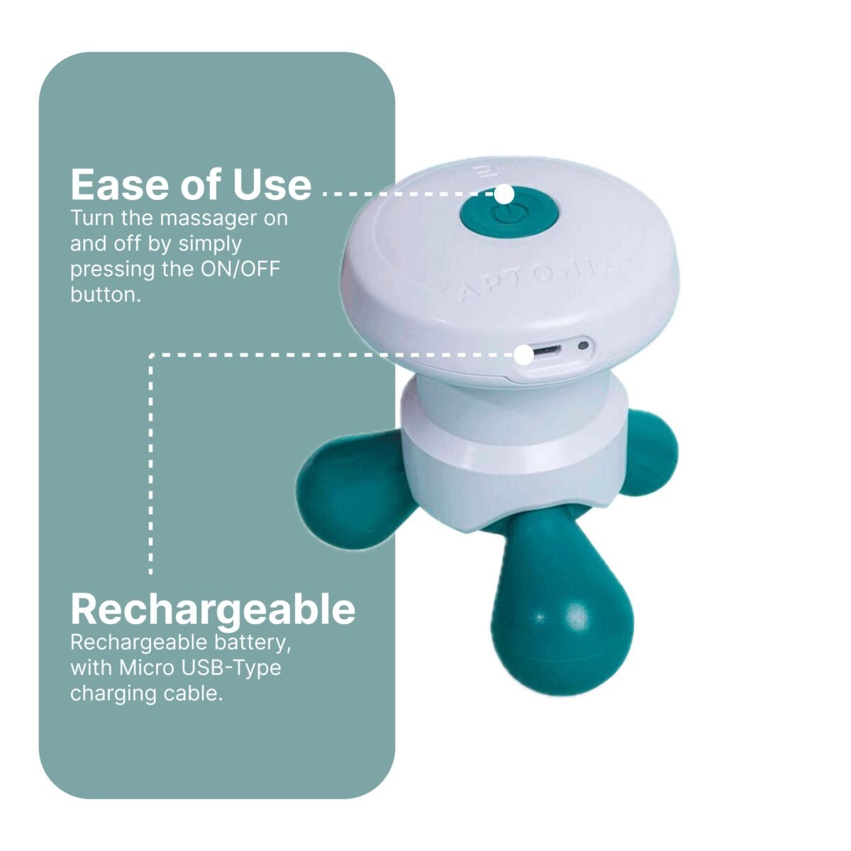 Electronic Vibrating Massager MH500 - Battery Powered, Rechargeable, USB Input - Image 2