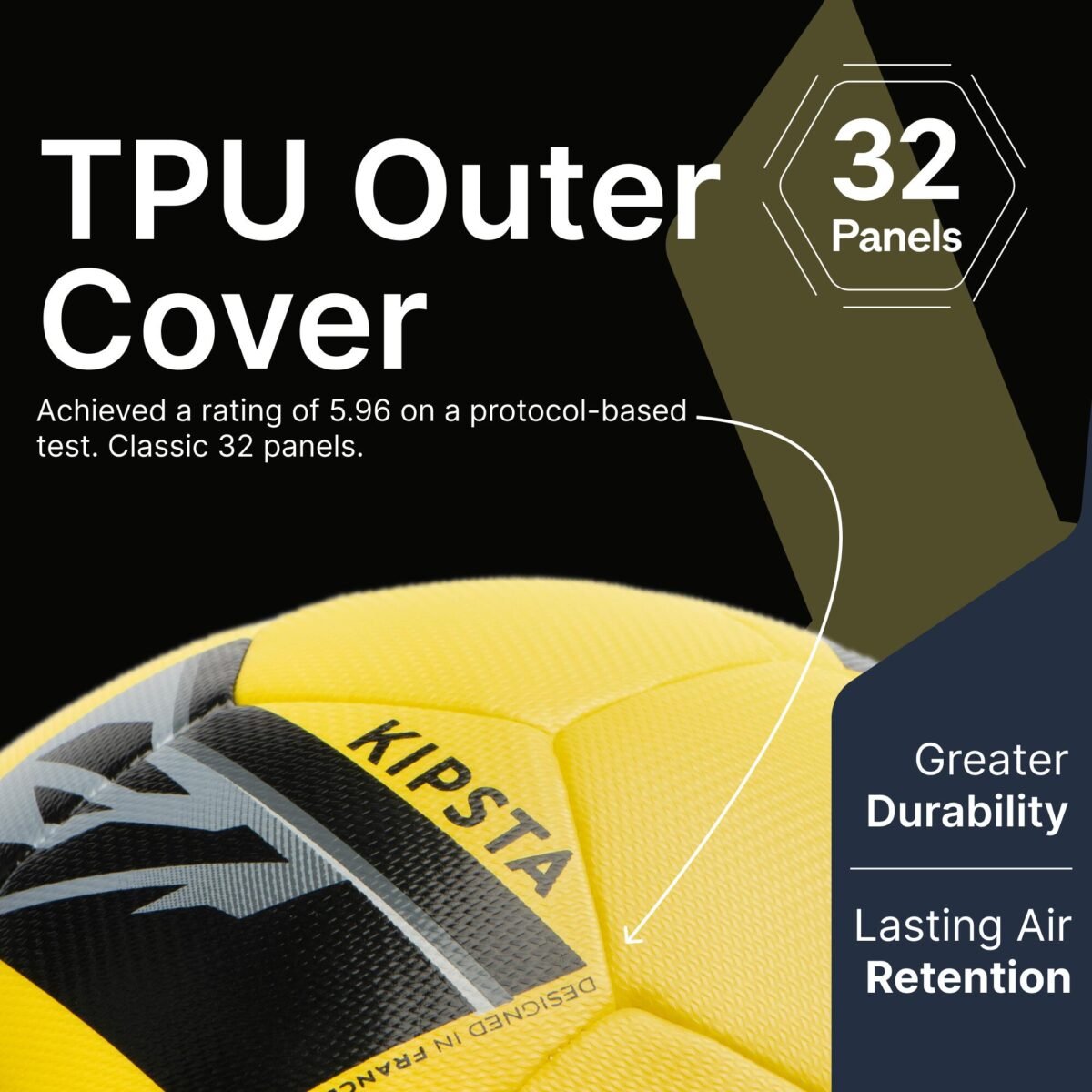 Machine-Stitched Football Training Ball Size 4  - Yellow - Image 3