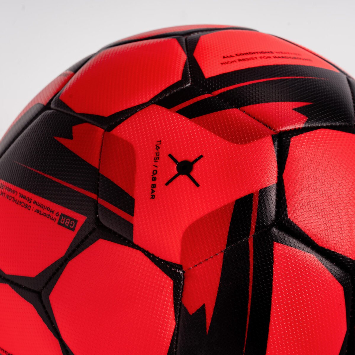 Training Ball Resist Size 5, Machine Stitched, Rubber Coating - Red - Image 5