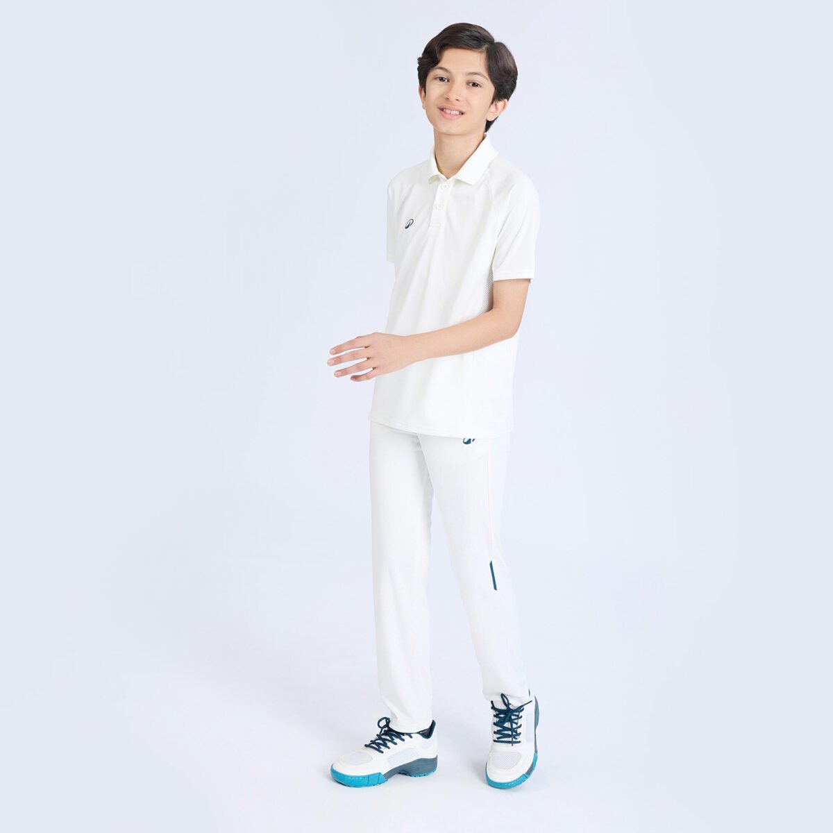 Kids Cricket Short Sleeved Polo Tshirt CP500 - White - Image 3