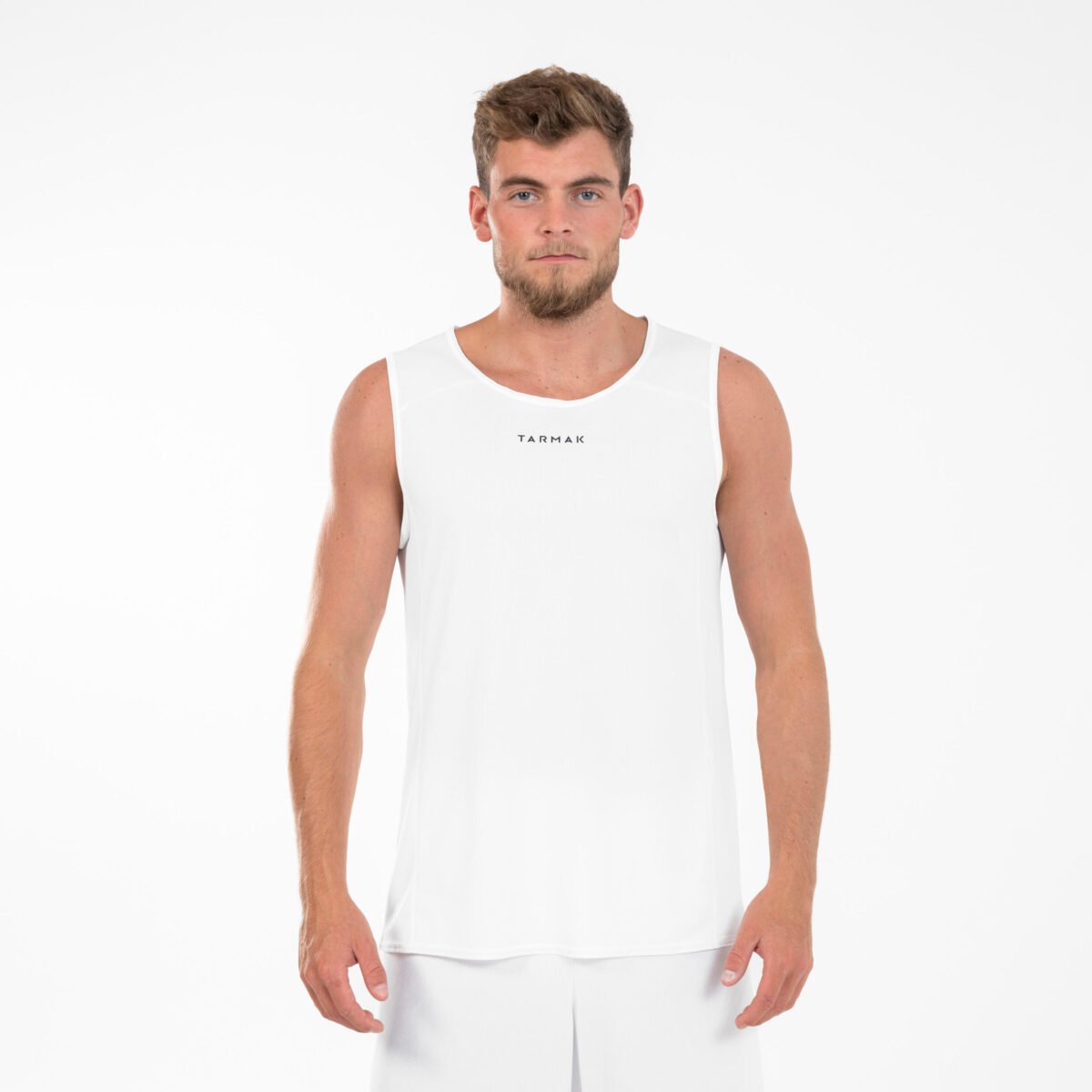 Men Basketball Sleeveless Jersey T100 White - Image 4