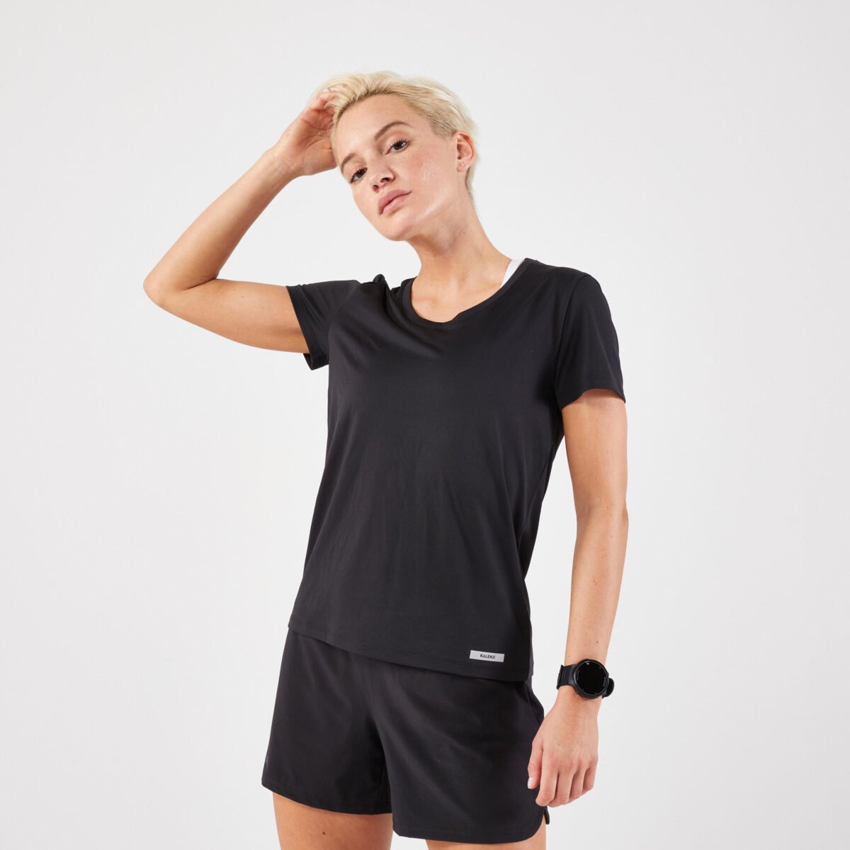Women's Kiprun Run 100 running T-shirt - black - Image 5