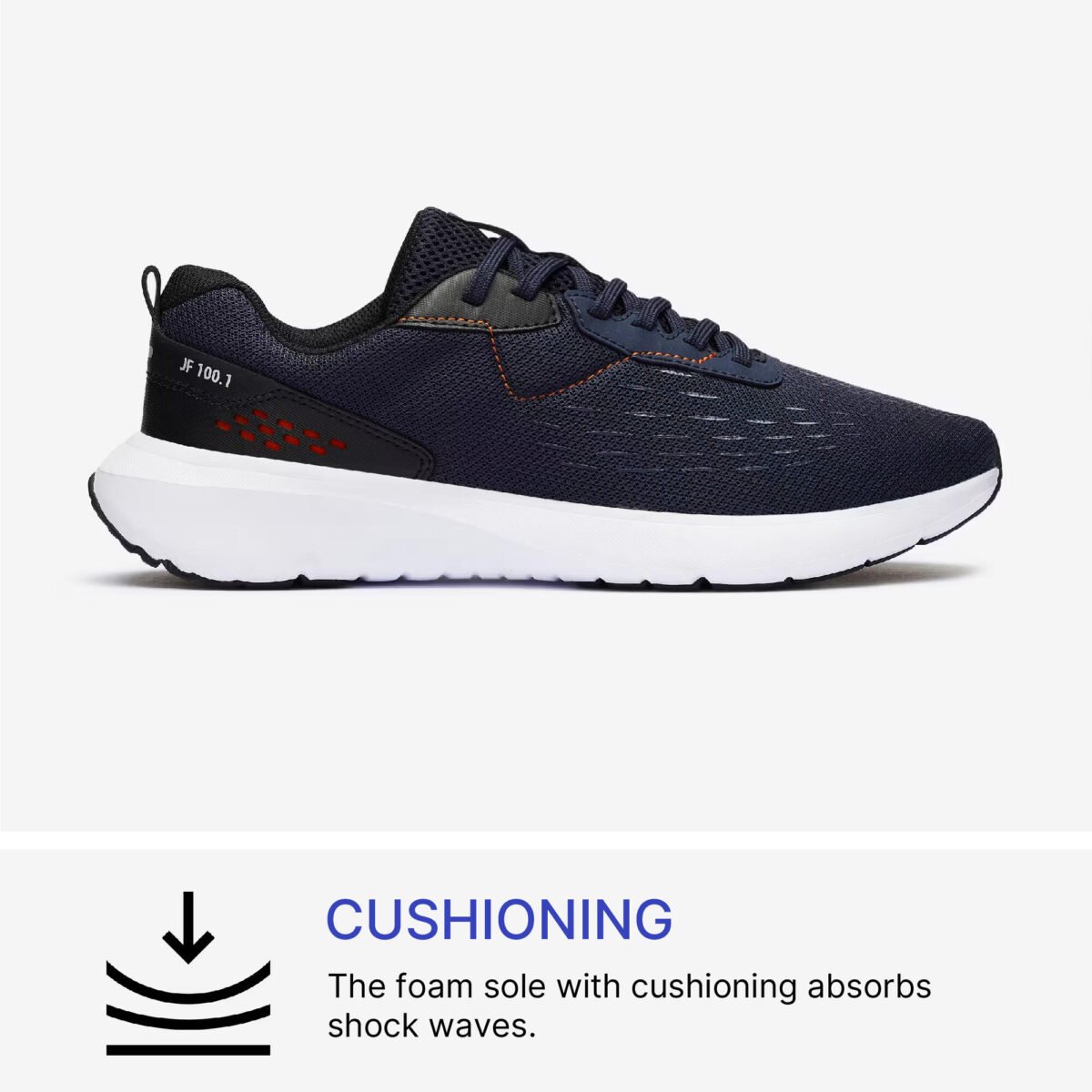 Men Running Shoes Superior Grip Cushioned Upto 10km/week, Jogflow100 - Navy Blue - Image 2