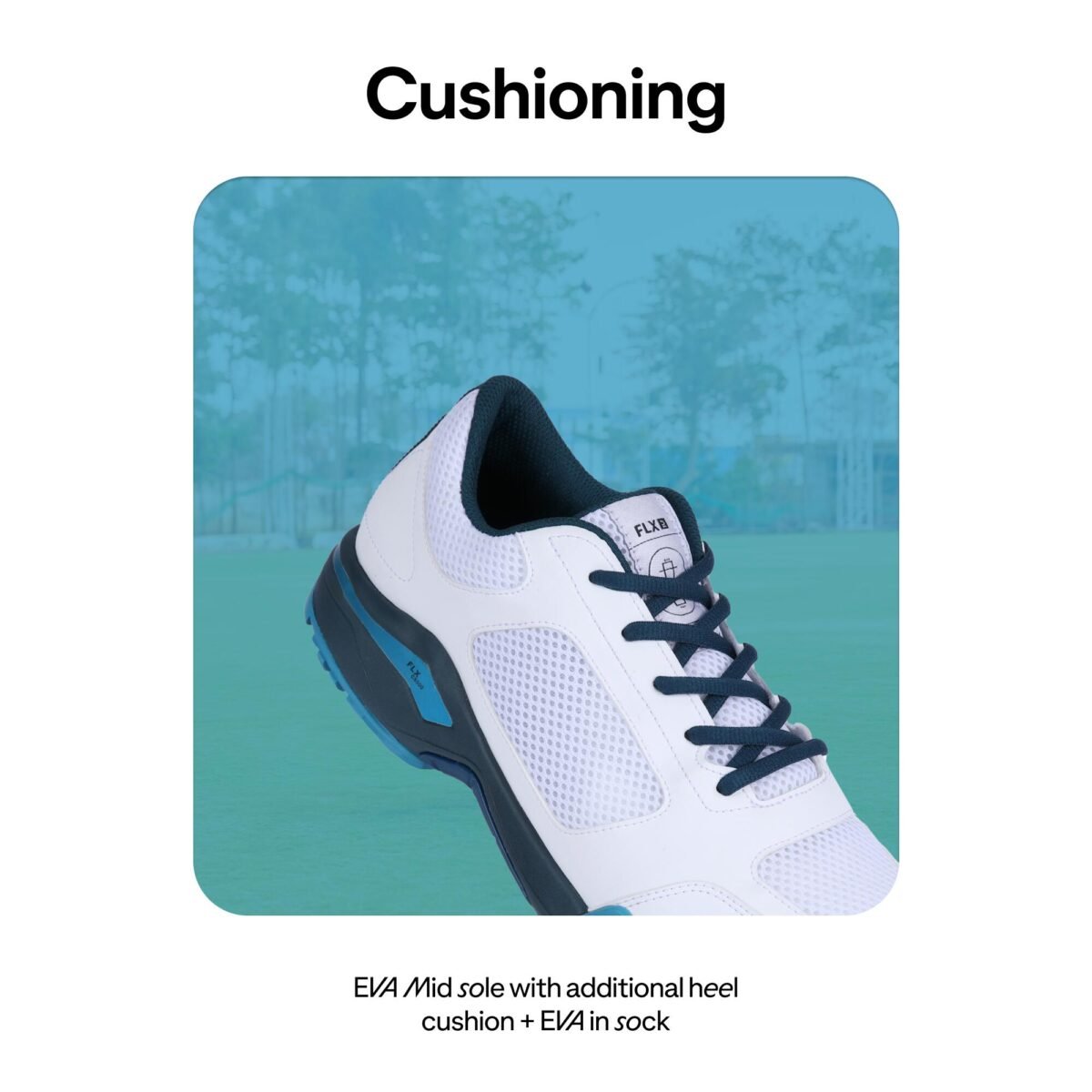 Adult Cricket Shoe CS 500 Durable & Supportive White Turquoise - Image 6