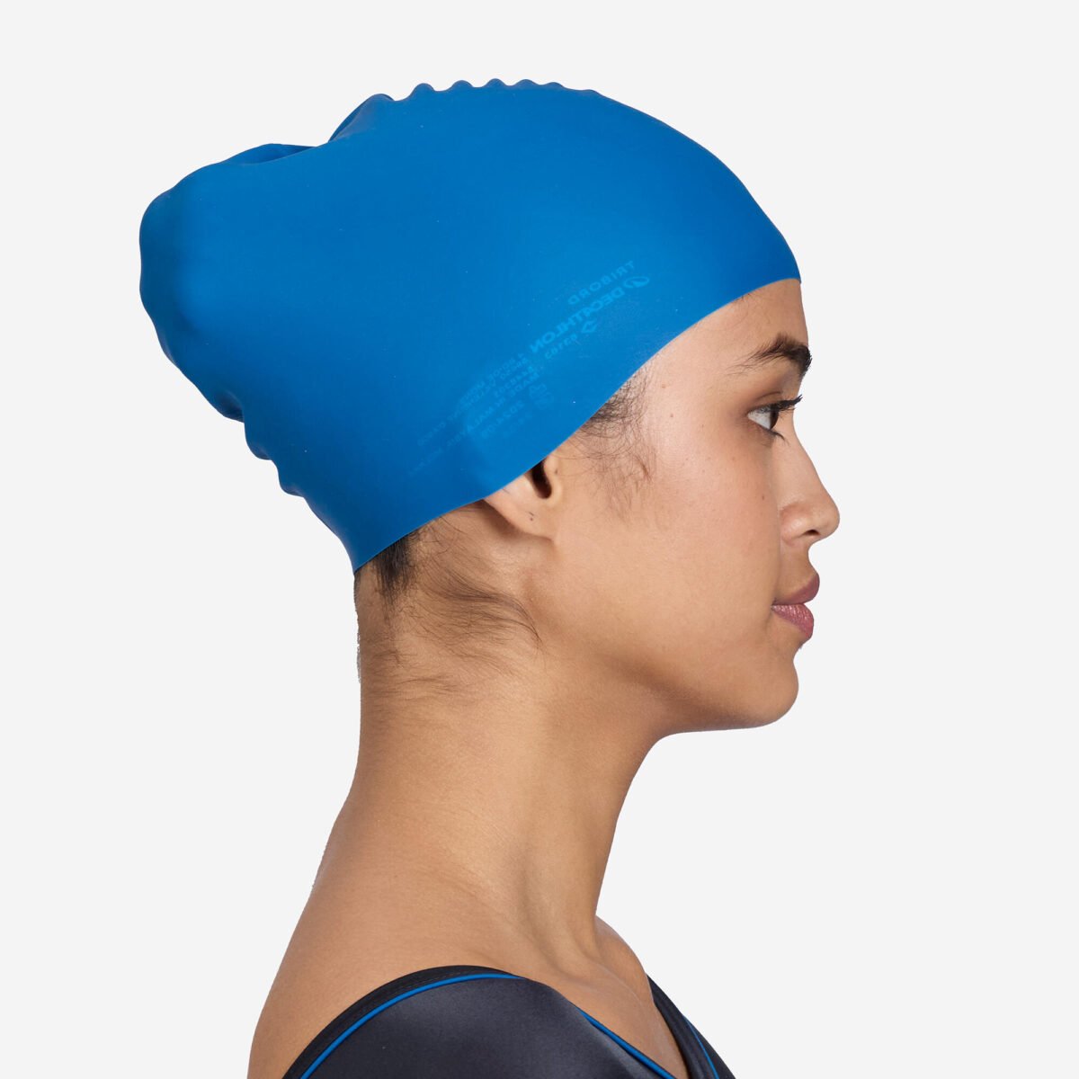 Silicone Swim Cap Soft & Stretchable Dark Blue - Image 3