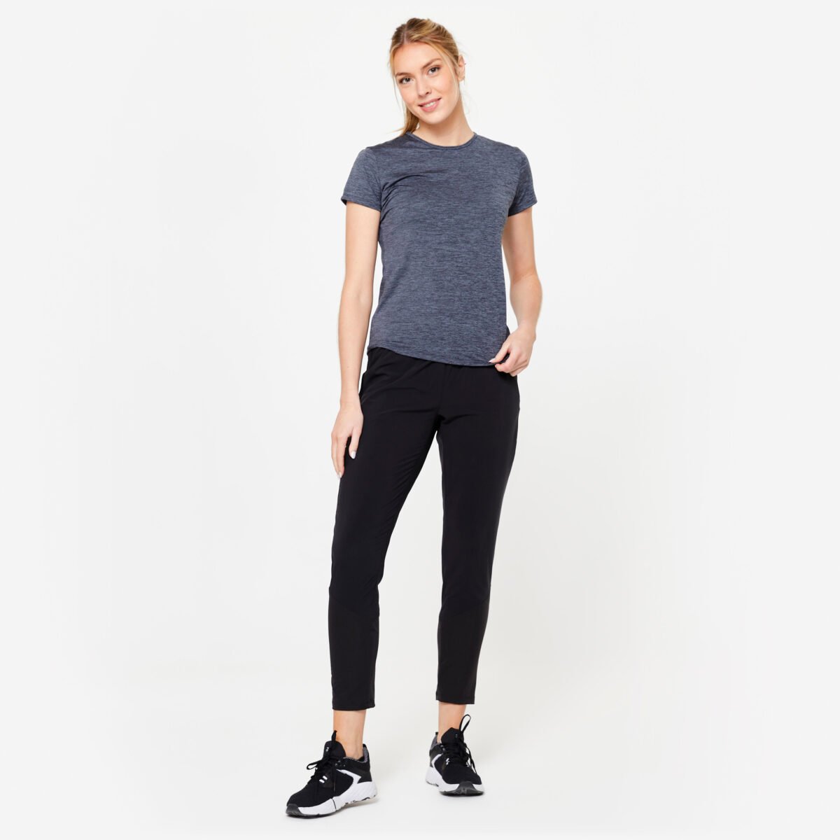 Short Sleeves Fit Women's Basic T-Shirt- Graphite Grey - Image 2