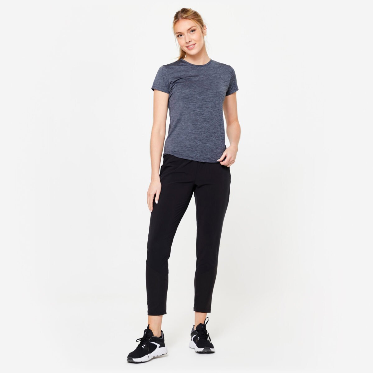 Short Sleeves Fit Women's Basic T-Shirt- Graphite Grey - Image 2