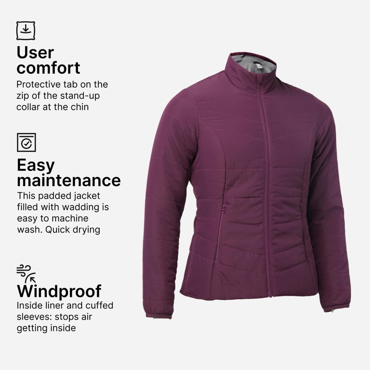 Women Puffer Jacket for Trekking - MT50 Purple - Image 3