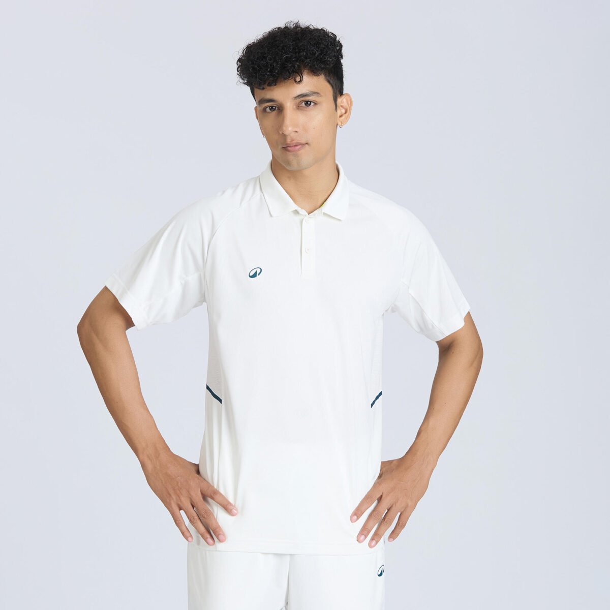 Men Cricket Short Sleeved Polo Tshirt CP500 - White - Image 2