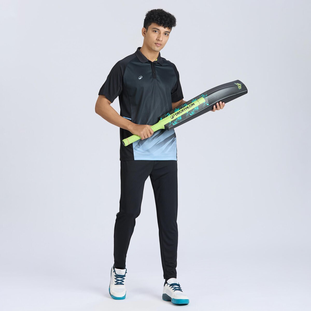 Men Cricket Short Sleeved Polo Tshirt CP500 - Black - Image 2